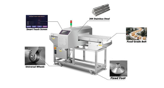 Ermittlungsspielraum von 10g 5000g Nahrungsmittelmetalldetektor 1200mm X 800mm X 1200mm