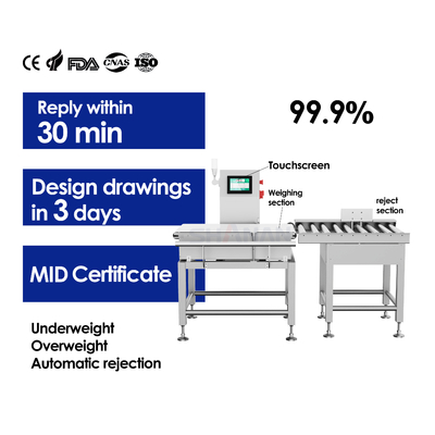 Hochleistungs-Automatik-Checkweigher Schnelle Gewichtssortierung mit Ablehnung
