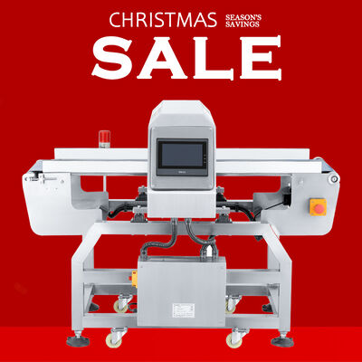 Metalldetektor für Förderbänder für Aluminiumfolieverpackungen in der Lebensmittelindustrie.